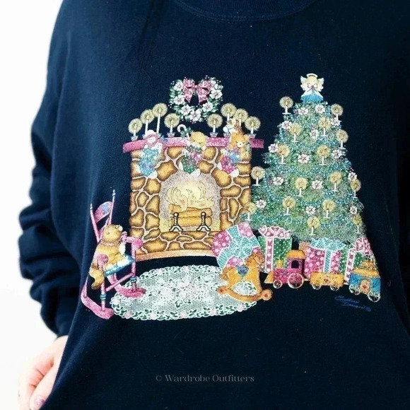 Vintage 90s CottageCore Grandmacore Crewneck Sweatshirt - Picture 5 of 7